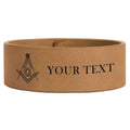 Custom Masonic Master Mason Symbol Engraved Leatherette Cuff Wristband - FUKAMASONIC