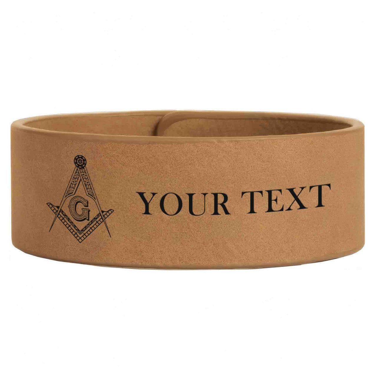 Custom Masonic Master Mason Symbol Engraved Leatherette Cuff Wristband - FUKAMASONIC