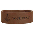 Custom Masonic Master Mason Symbol Engraved Leatherette Cuff Wristband - FUKAMASONIC