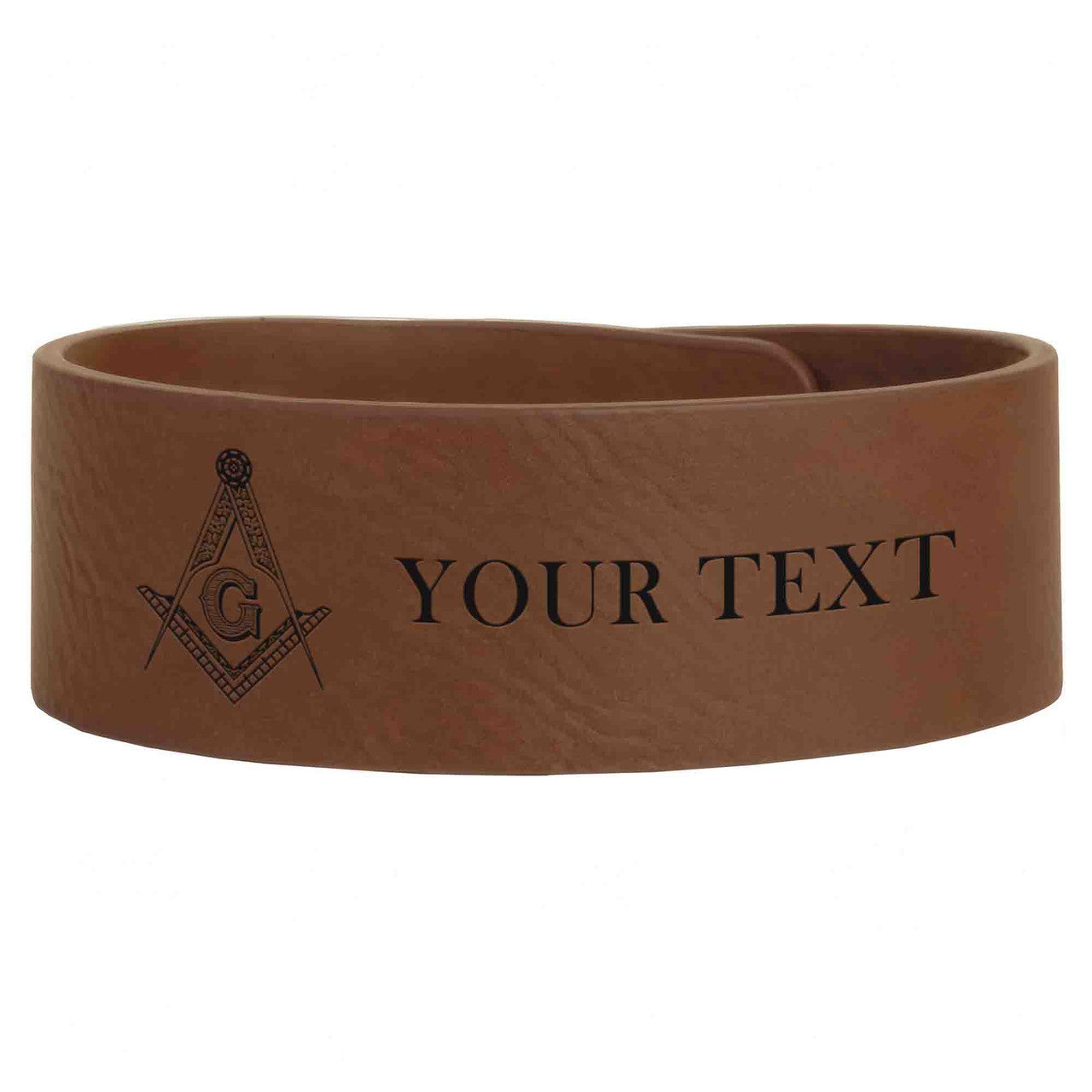 Custom Masonic Master Mason Symbol Engraved Leatherette Cuff Wristband - FUKAMASONIC