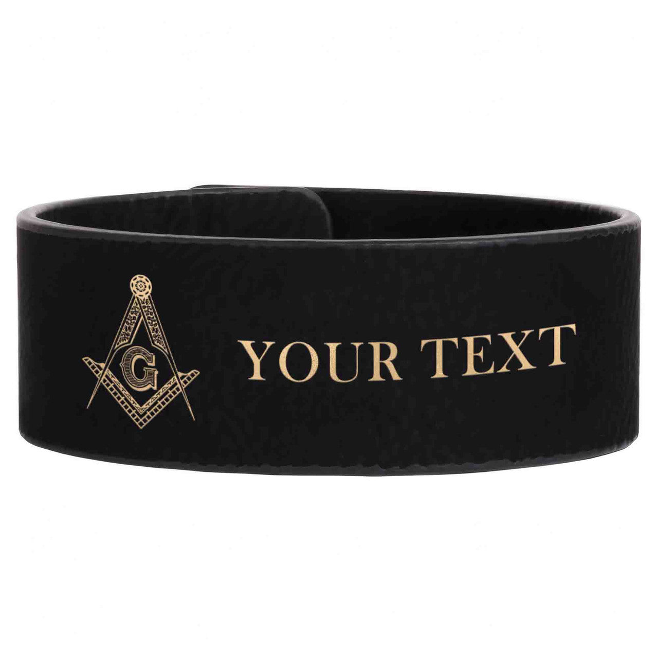Custom Masonic Master Mason Symbol Engraved Leatherette Cuff Wristband - FUKAMASONIC