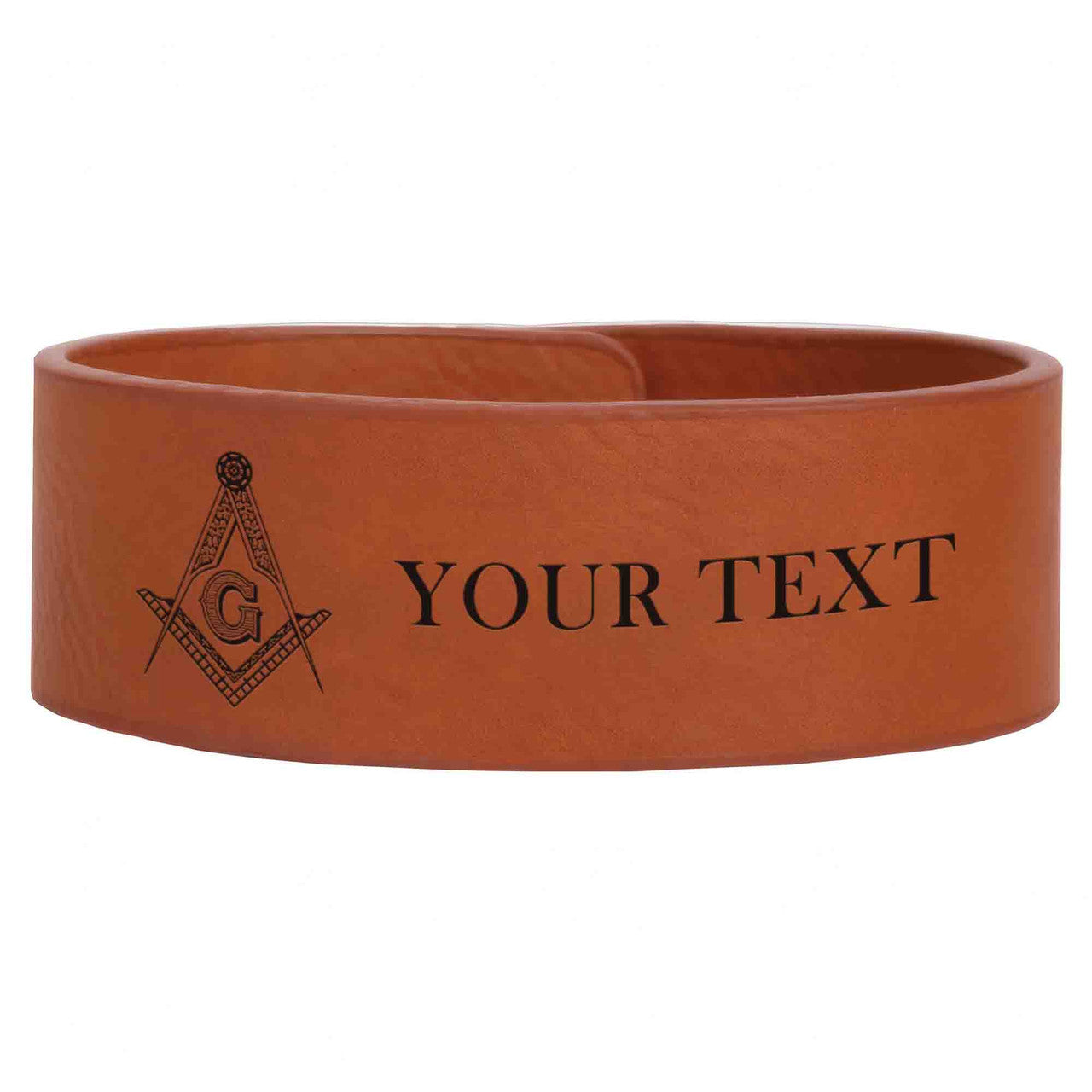 Custom Masonic Master Mason Symbol Engraved Leatherette Cuff Wristband - FUKAMASONIC