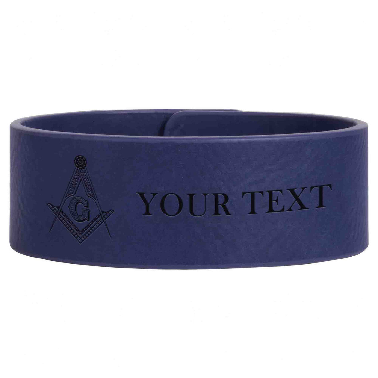 Custom Masonic Master Mason Symbol Engraved Leatherette Cuff Wristband - FUKAMASONIC