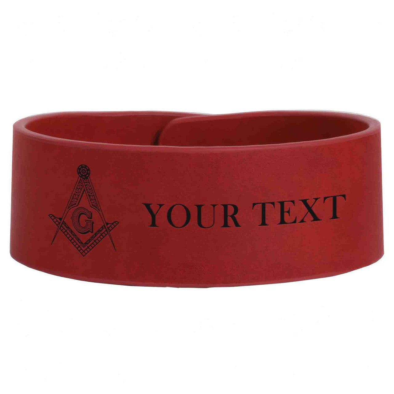 Custom Masonic Master Mason Symbol Engraved Leatherette Cuff Wristband - FUKAMASONIC