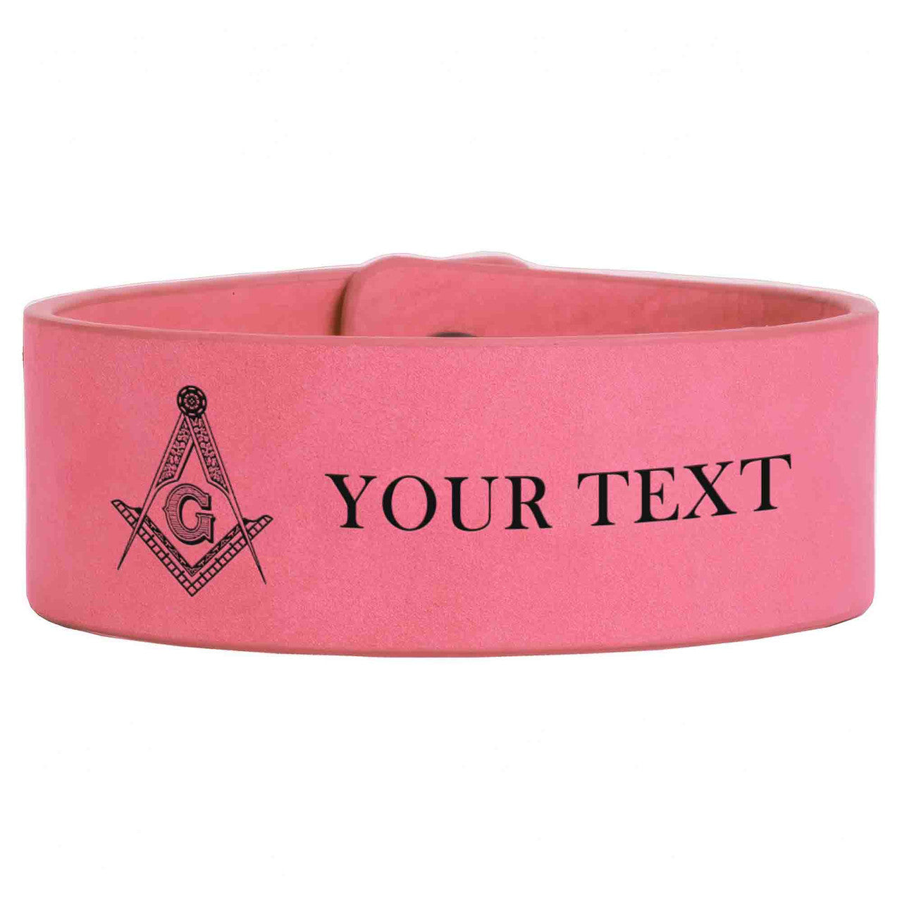 Custom Masonic Master Mason Symbol Engraved Leatherette Cuff Wristband - FUKAMASONIC
