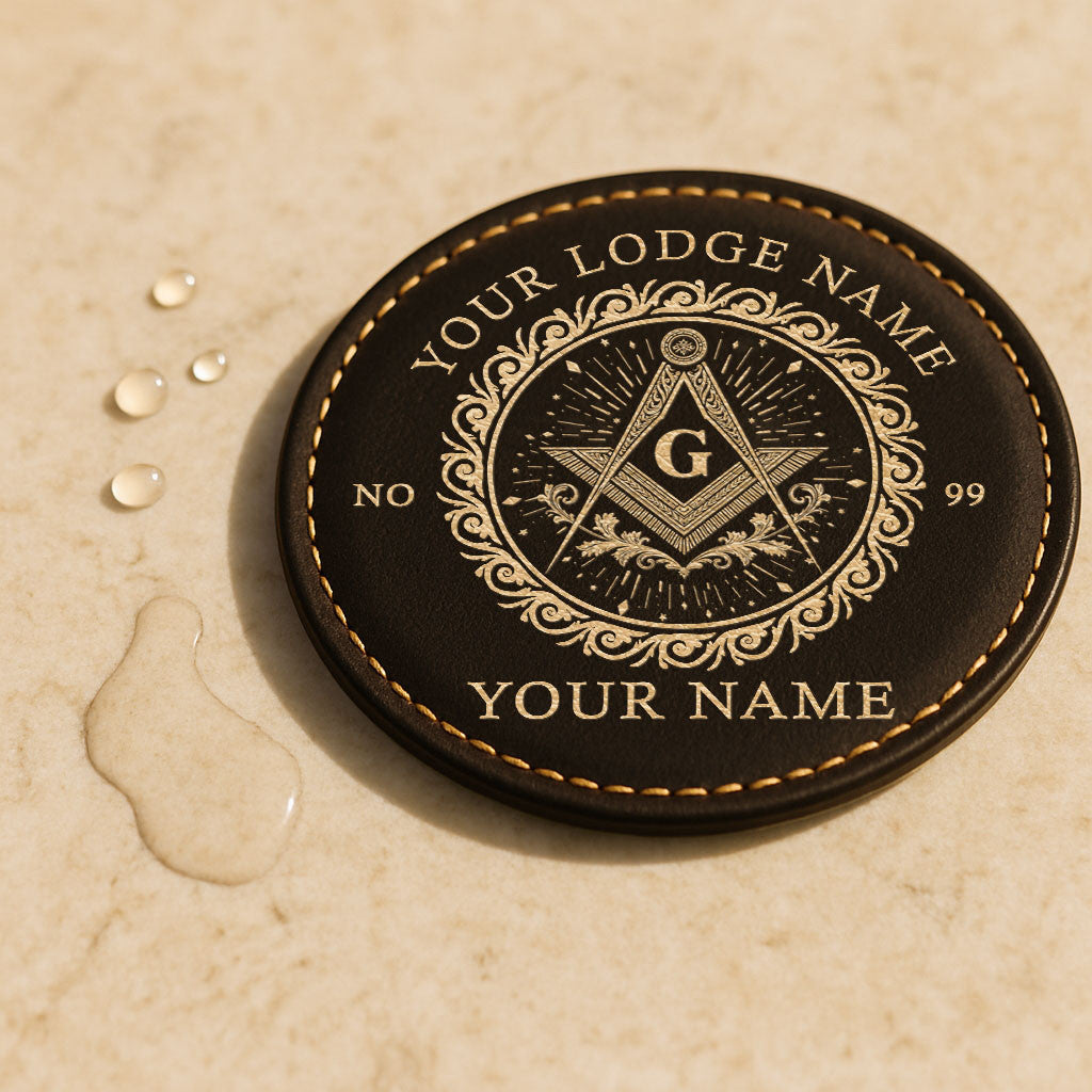 Customized Masonic Vines Stars Pattern Coaster, Freemason Lodge Gift - FUKAMASONIC