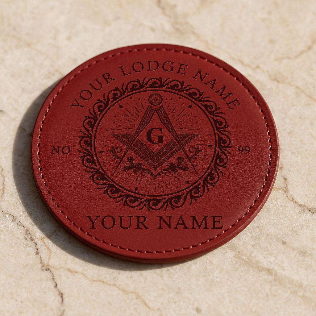 Customized Masonic Vines Stars Pattern Coaster, Freemason Lodge Gift - FUKAMASONIC