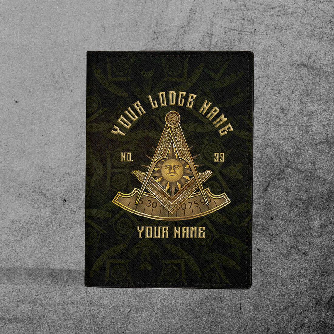 Custom Lodge Name Masonic Past Master Sun Freemason Leather Passport Holder