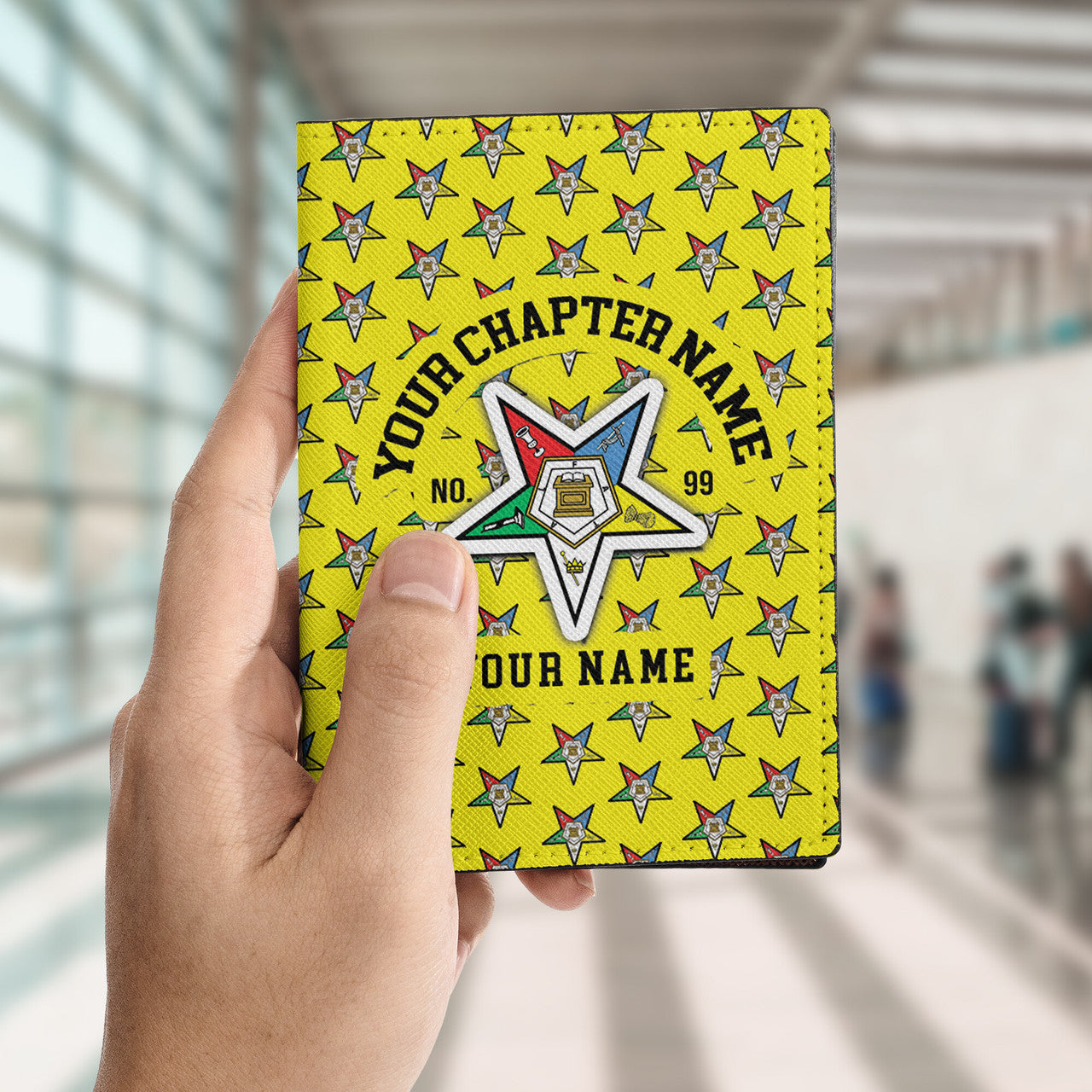 Custom Name OES Order Of The Eastern Star Leather Passport Holder - FUKAMASONIC