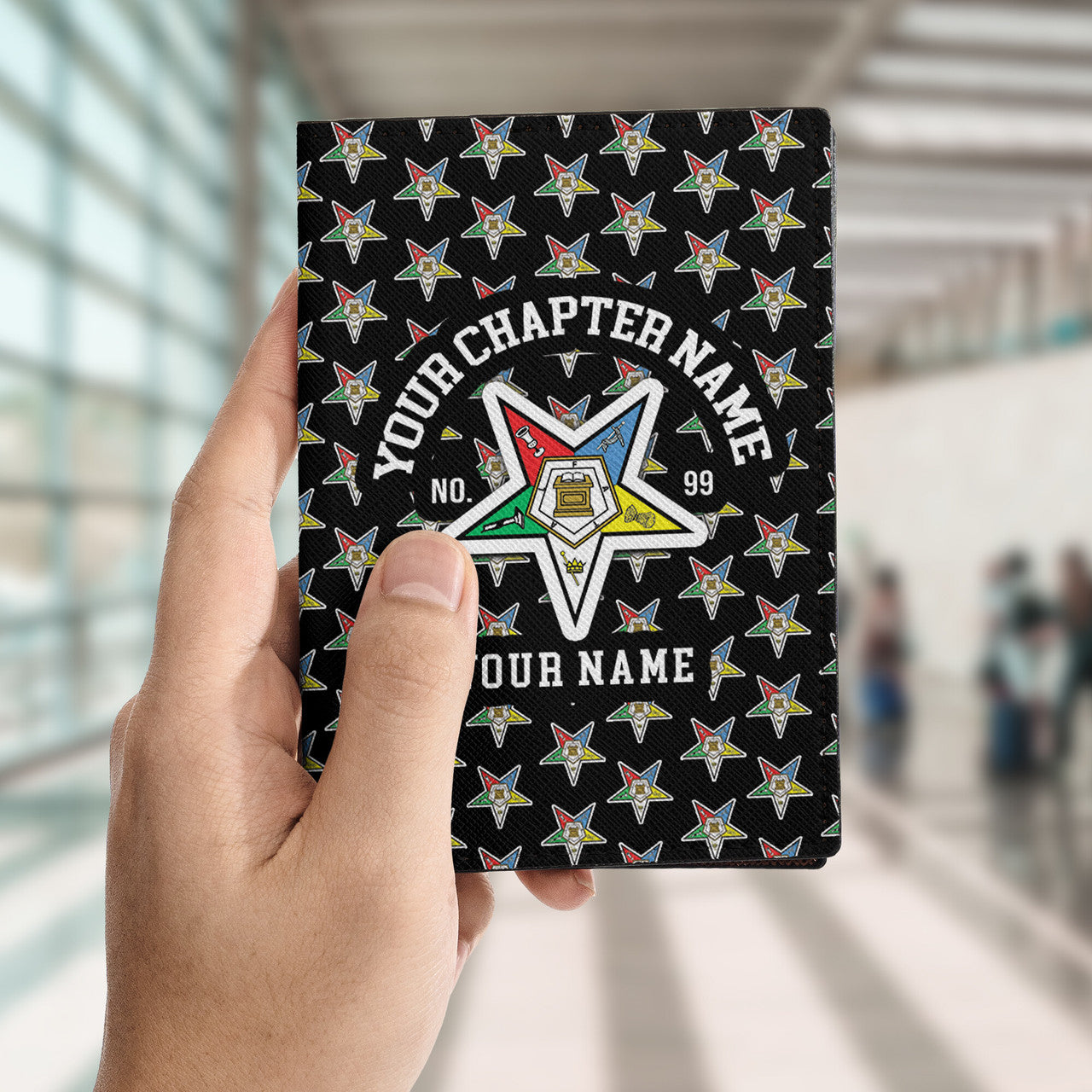 Custom Name OES Order Of The Eastern Star Leather Passport Holder - FUKAMASONIC