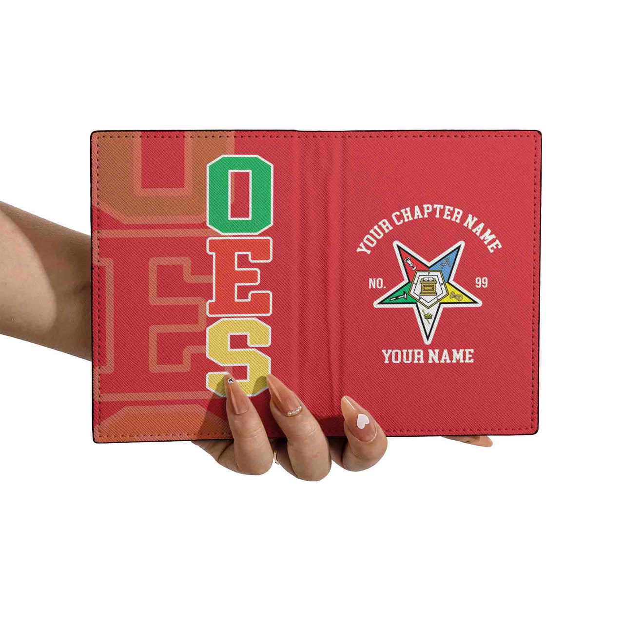 Customize Name OES Order Of The Eastern Star Leather Passport Holder - FUKAMASONIC