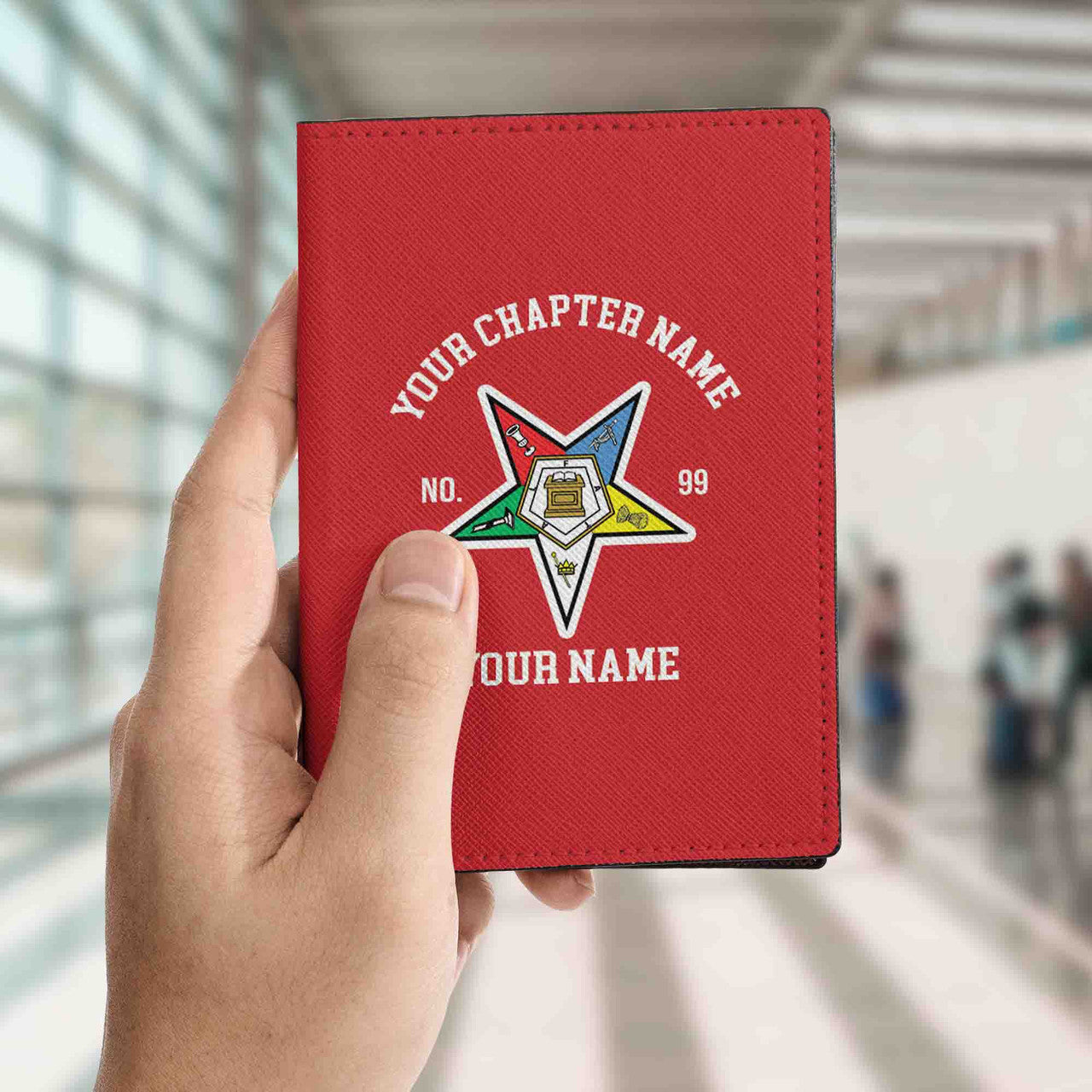 Customize Name OES Order Of The Eastern Star Leather Passport Holder - FUKAMASONIC
