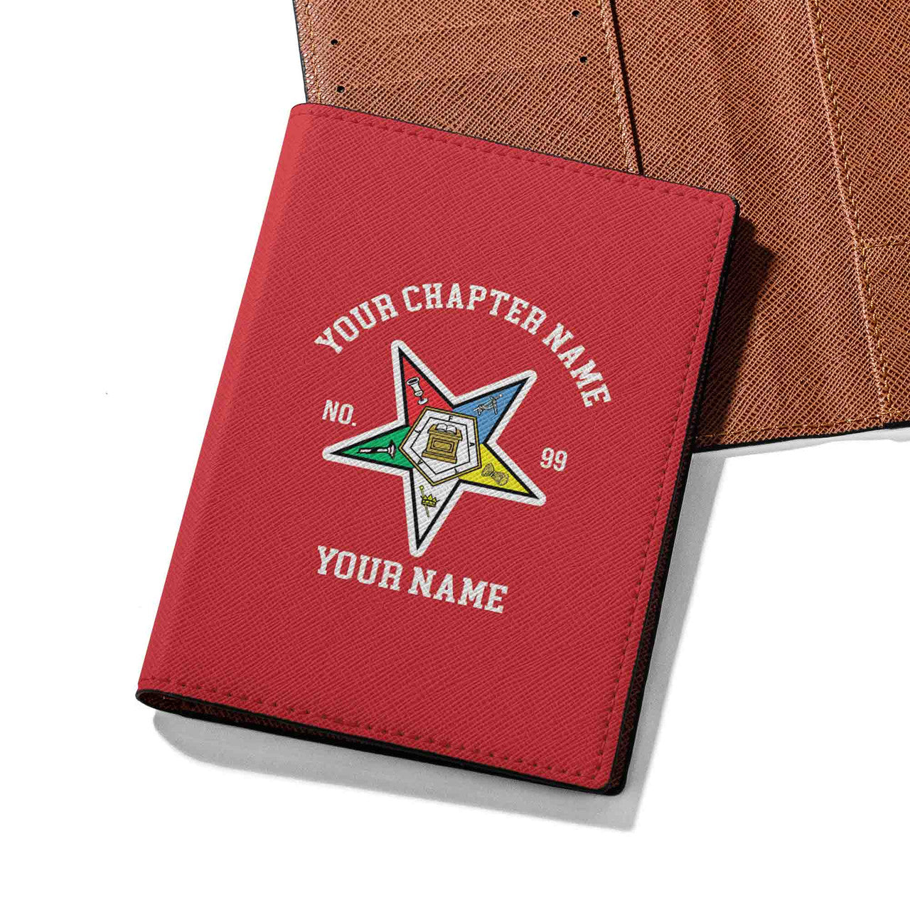 Customize Name OES Order Of The Eastern Star Leather Passport Holder - FUKAMASONIC