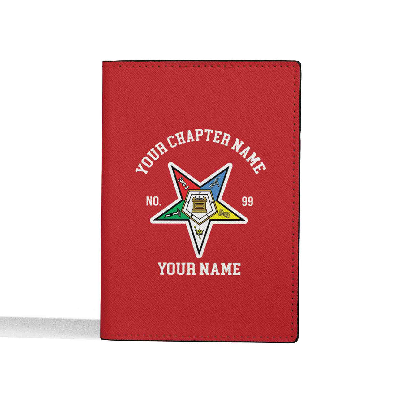 Customize Name OES Order Of The Eastern Star Leather Passport Holder - FUKAMASONIC