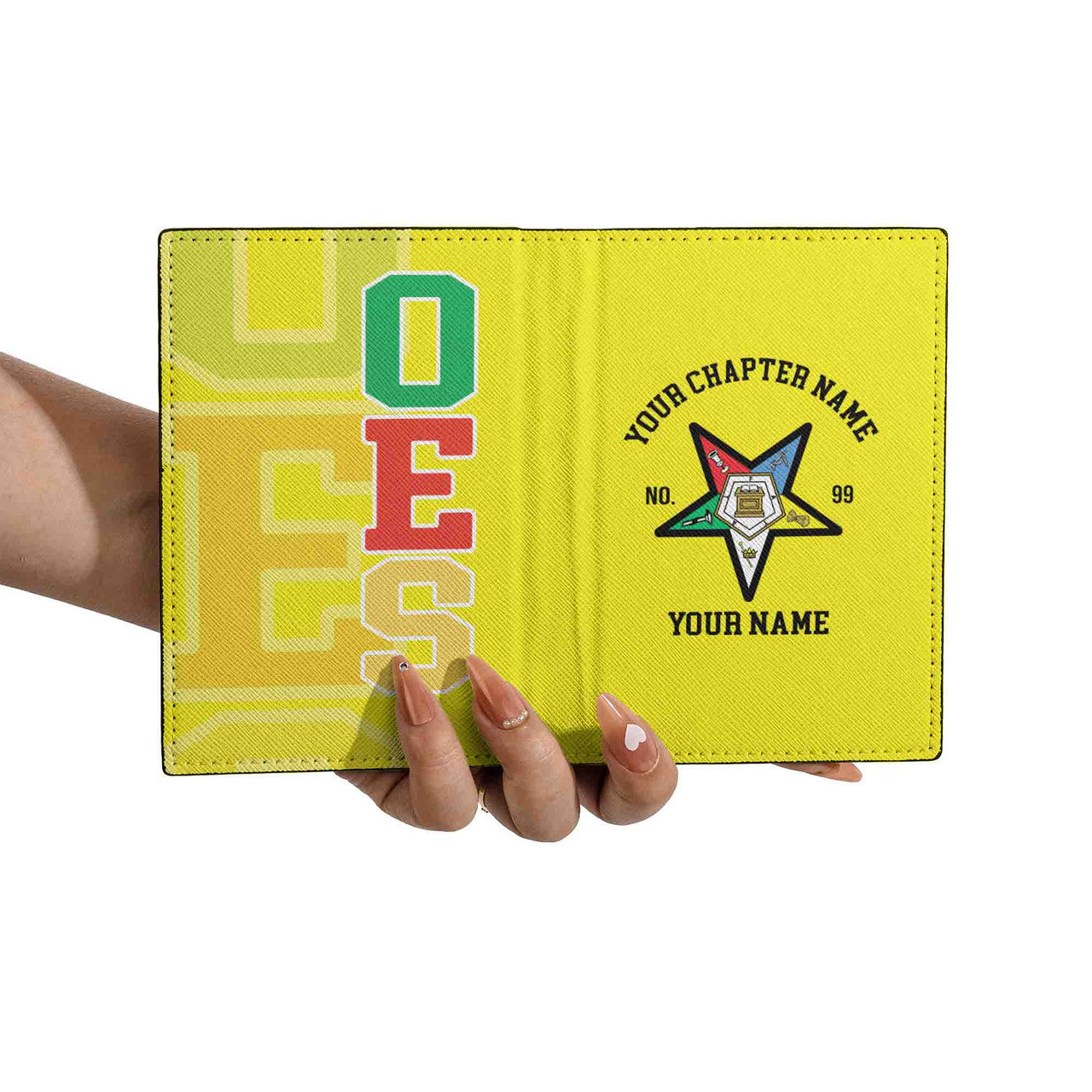 Customize Name OES Order Of The Eastern Star Leather Passport Holder - FUKAMASONIC