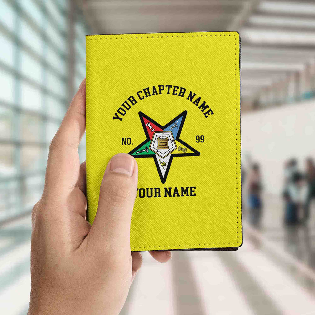 Customize Name OES Order Of The Eastern Star Leather Passport Holder - FUKAMASONIC