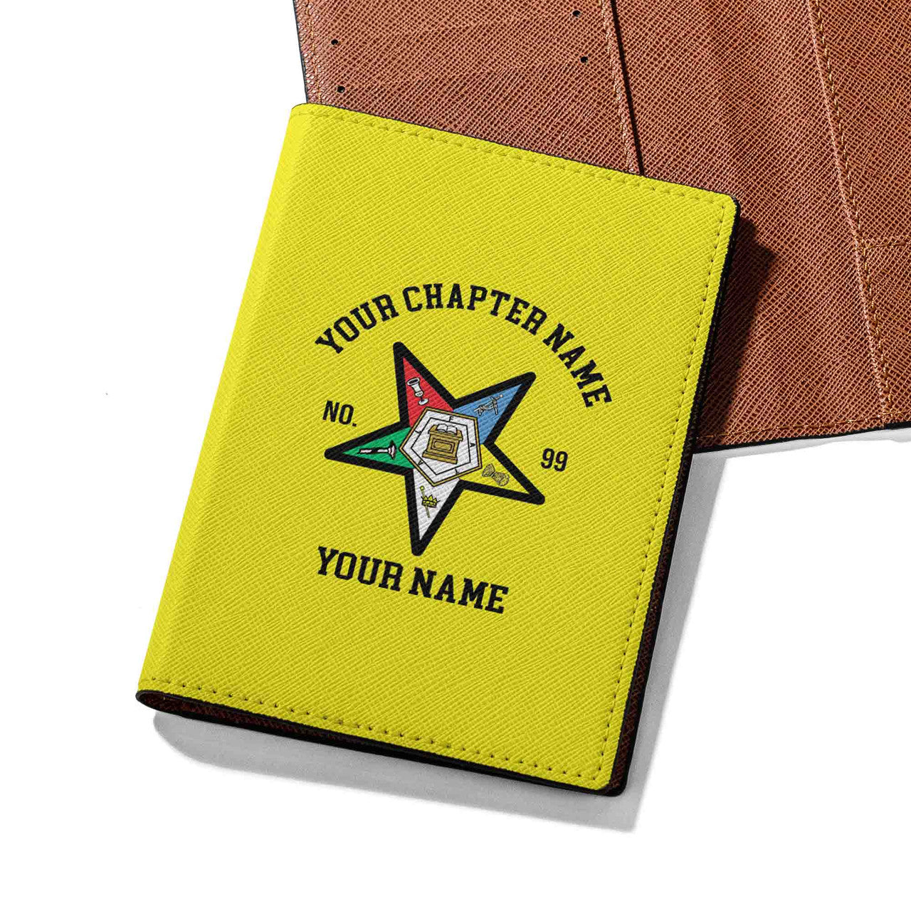 Customize Name OES Order Of The Eastern Star Leather Passport Holder - FUKAMASONIC