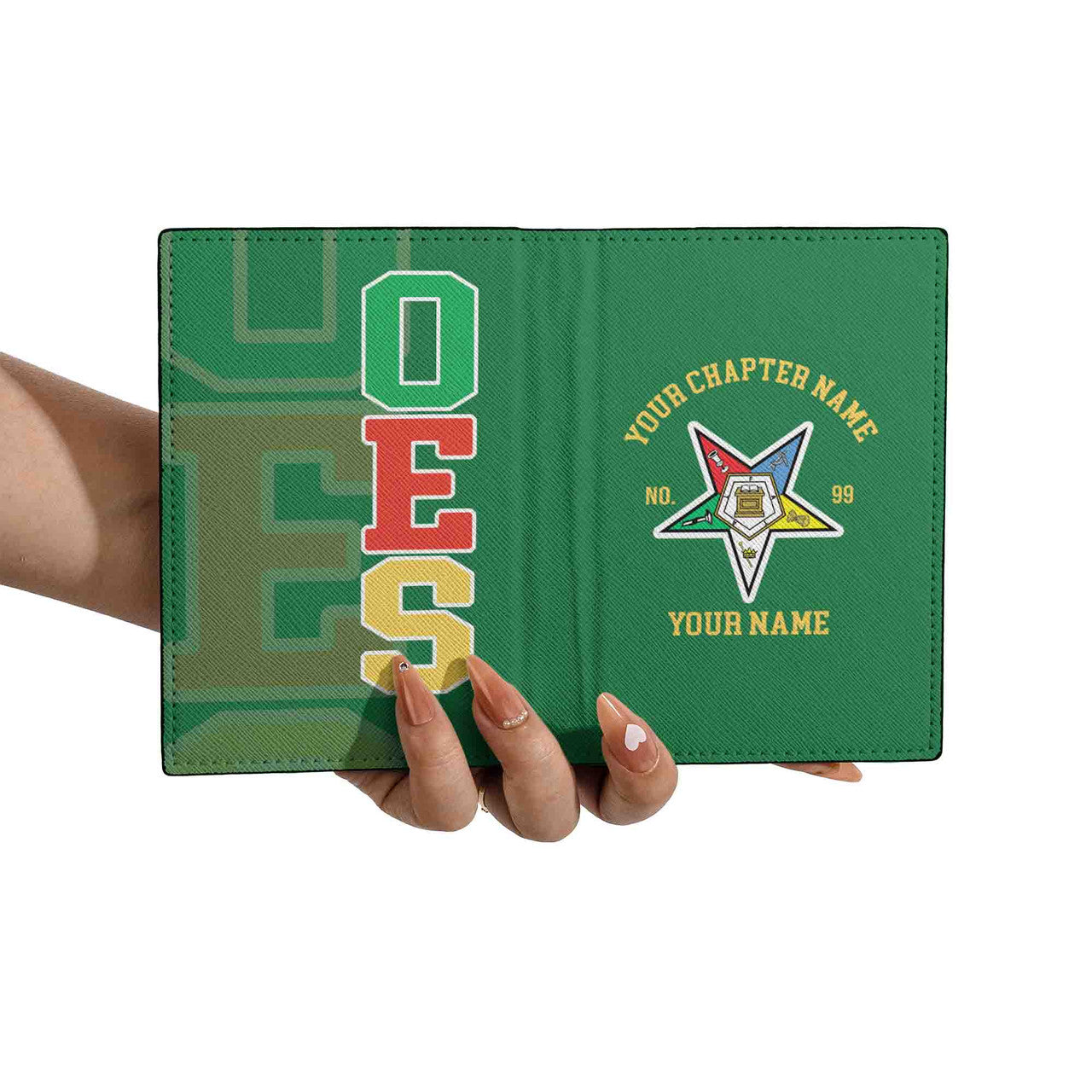 Customize Name OES Order Of The Eastern Star Leather Passport Holder - FUKAMASONIC