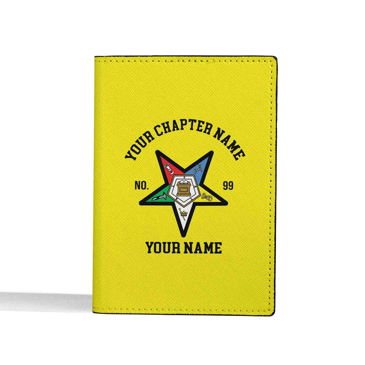 Customize Name OES Order Of The Eastern Star Leather Passport Holder - FUKAMASONIC