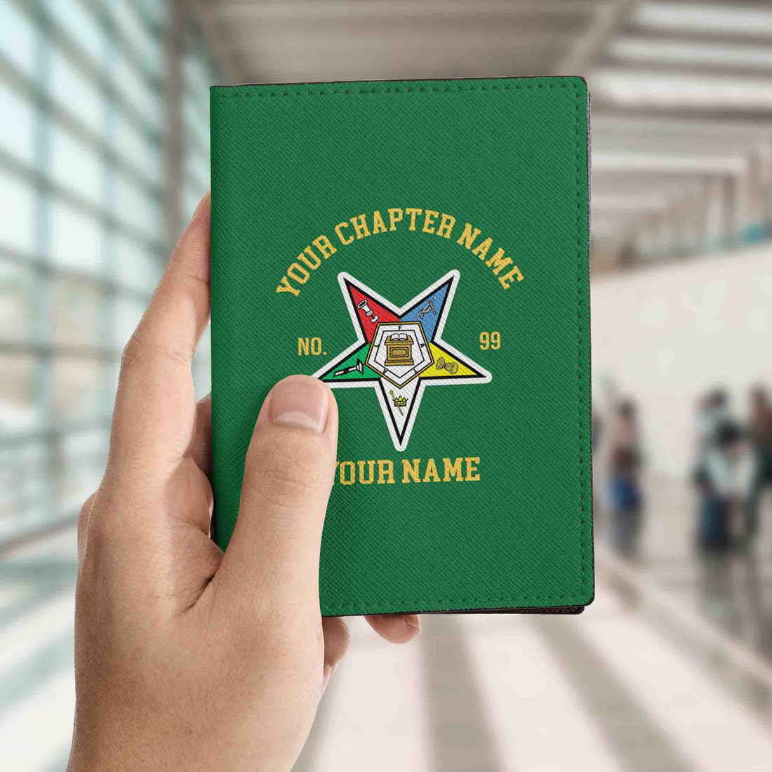 Customize Name OES Order Of The Eastern Star Leather Passport Holder