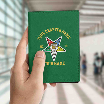 Customize Name OES Order Of The Eastern Star Leather Passport Holder