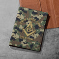 Custom Camo Freemason Masonic Symbol, Camouflage Leather Passport Holder - FUKAMASONIC