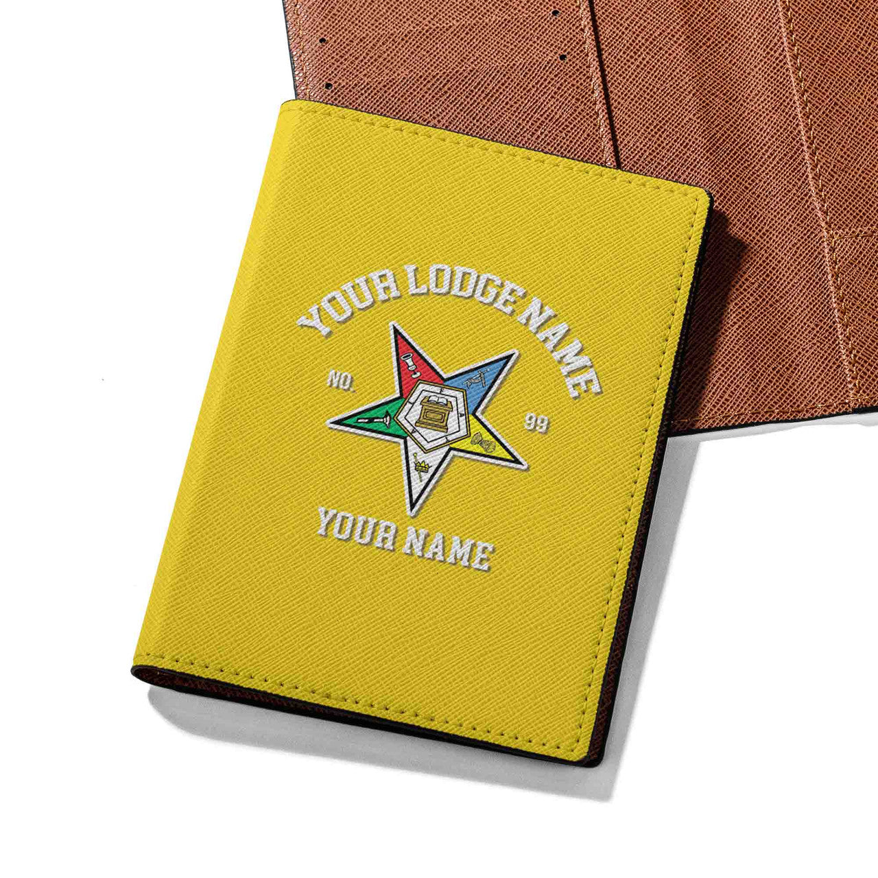 Custom Name OES Sistars Order Of The Eastern Star Leather Passport Holder - FUKAMASONIC