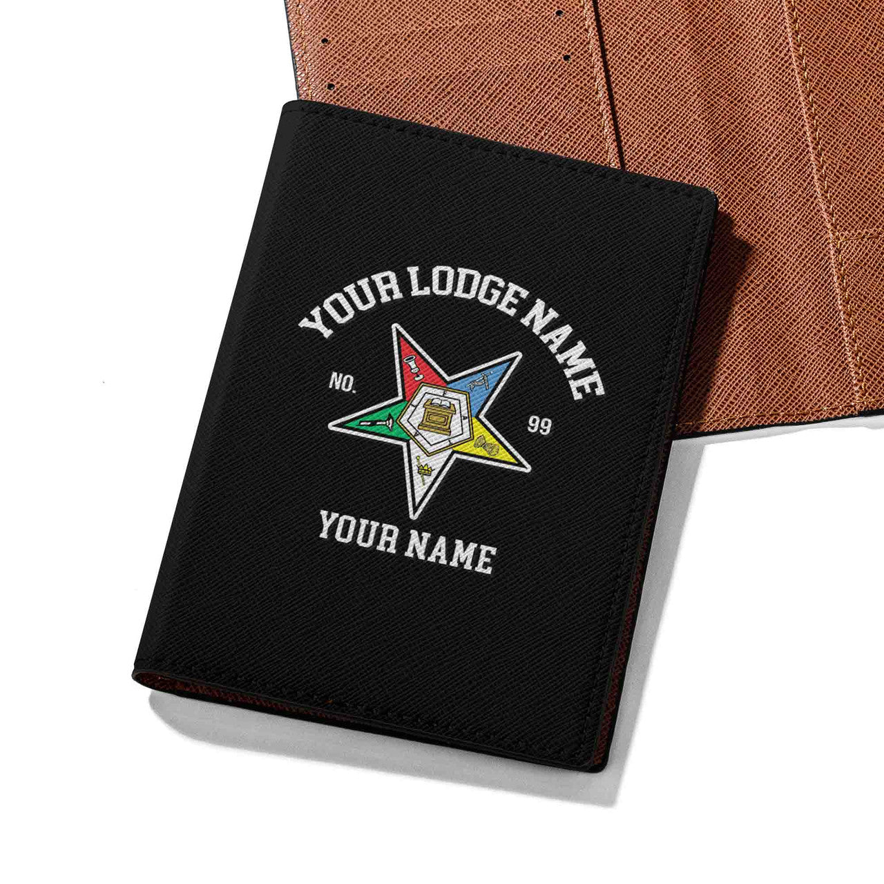Custom Name OES Sistars Order Of The Eastern Star Leather Passport Holder - FUKAMASONIC