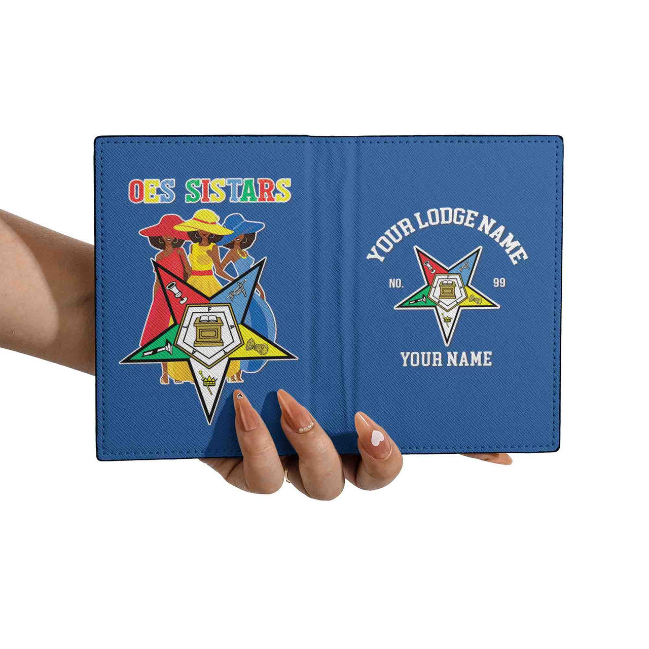 Custom Name OES Sistars Order Of The Eastern Star Leather Passport Holder - FUKAMASONIC