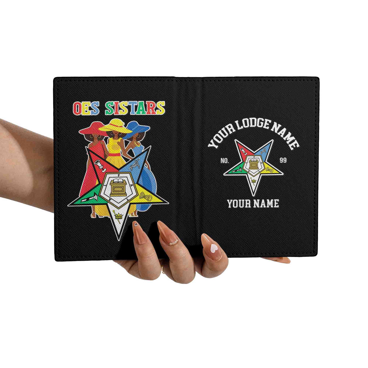 Custom Name OES Sistars Order Of The Eastern Star Leather Passport Holder - FUKAMASONIC