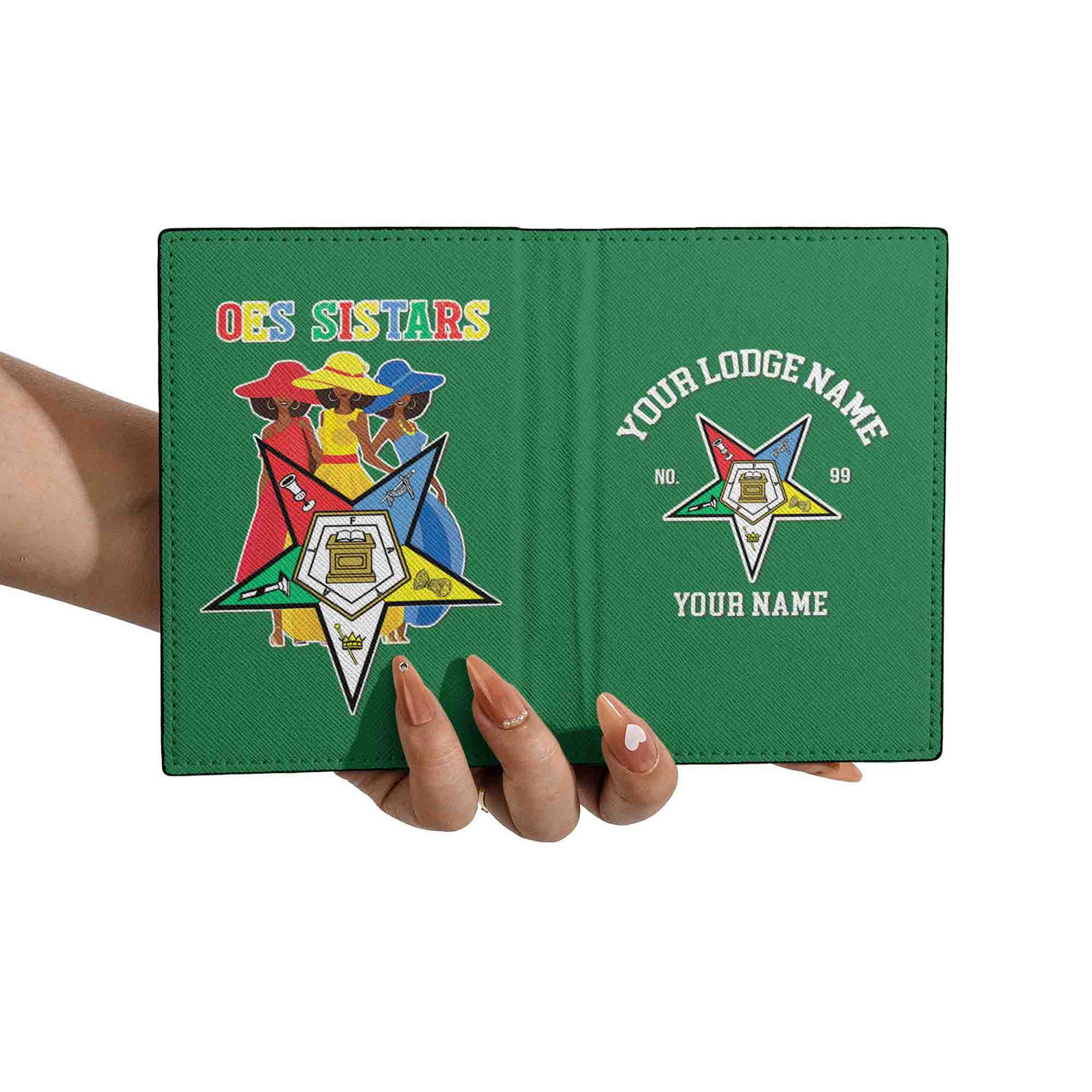 Custom Name OES Sistars Order Of The Eastern Star Leather Passport Holder - FUKAMASONIC
