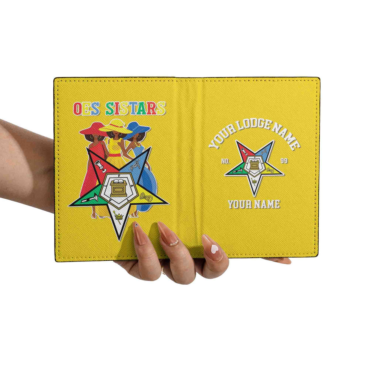 Custom Name OES Sistars Order Of The Eastern Star Leather Passport Holder - FUKAMASONIC