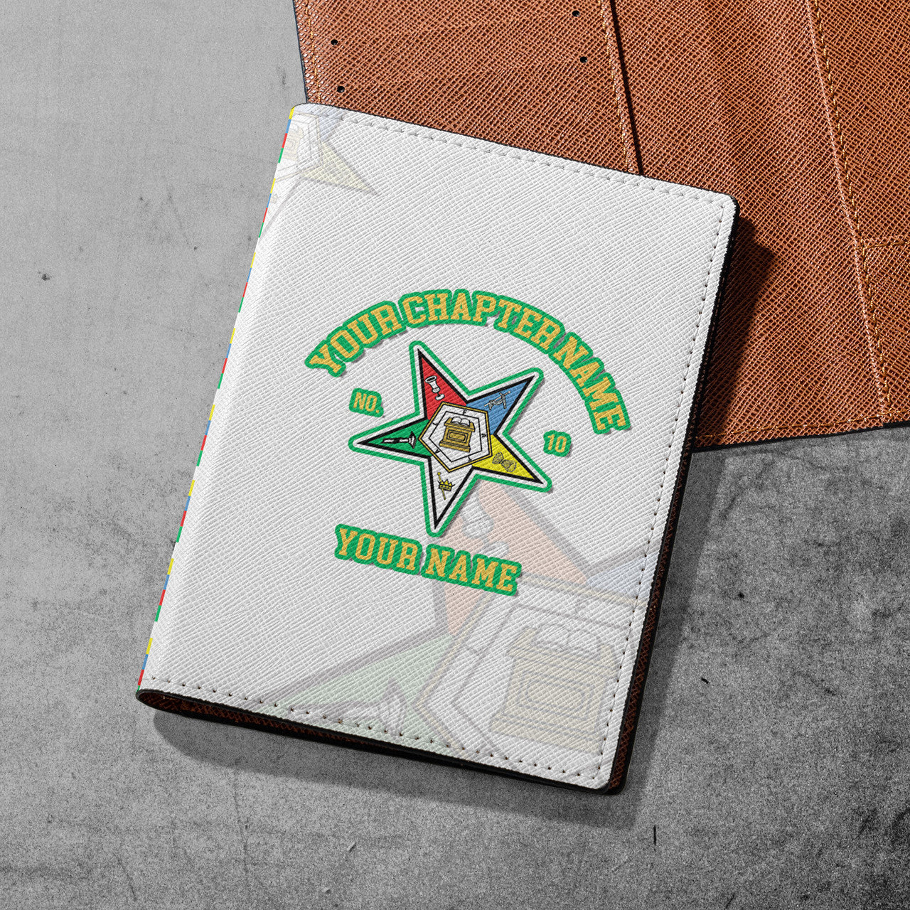 Custom Name Chapter Order of the Eastern Star OES Leather Passport Holder - FUKAMASONIC