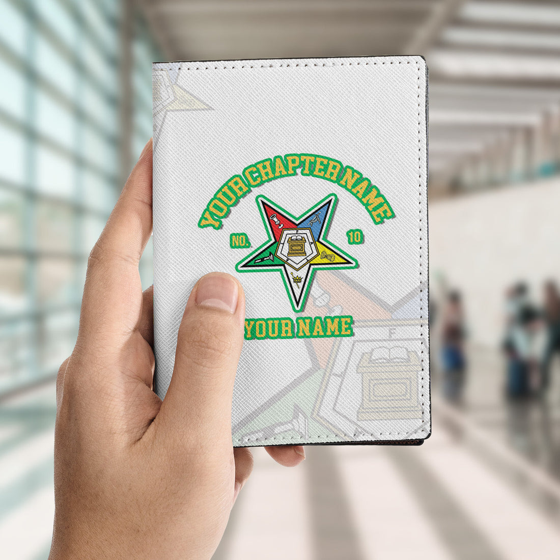 Custom Name Chapter Order of the Eastern Star OES Leather Passport Holder
