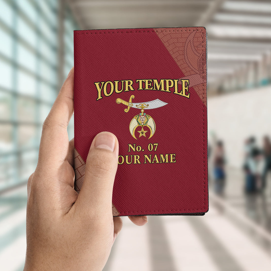 Custom Temple Shriners Noble Ancient Egypt Pyramid Leather Passport Holder