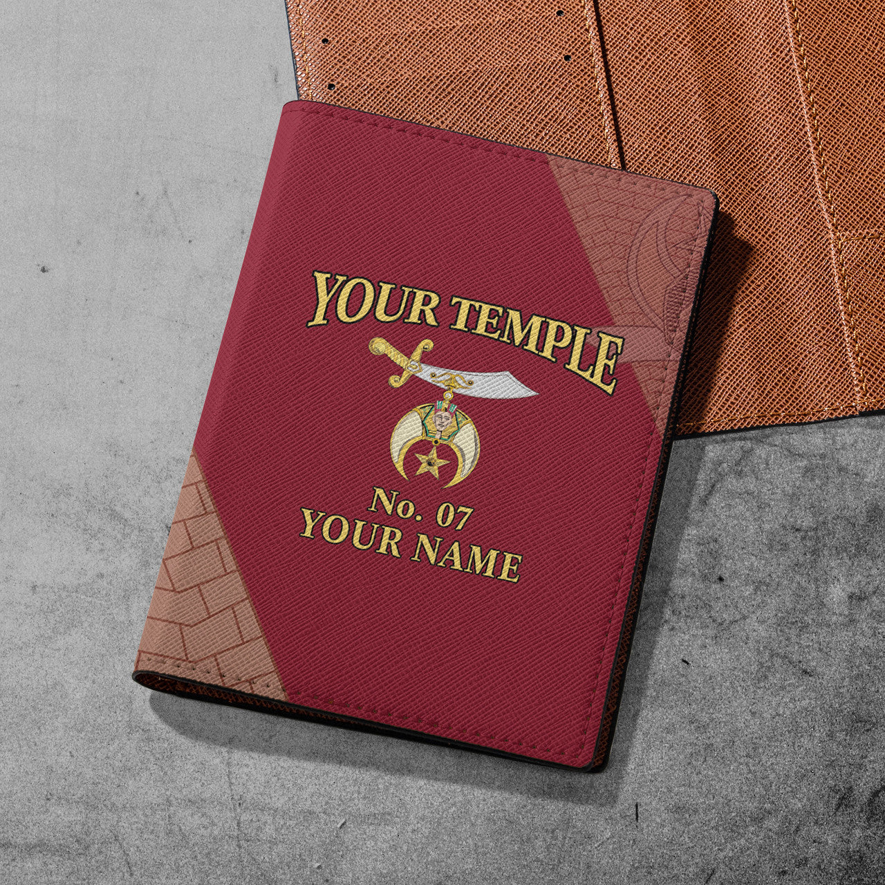 Custom Temple Shriners Noble Ancient Egypt Pyramid Leather Passport Holder - FUKAMASONIC