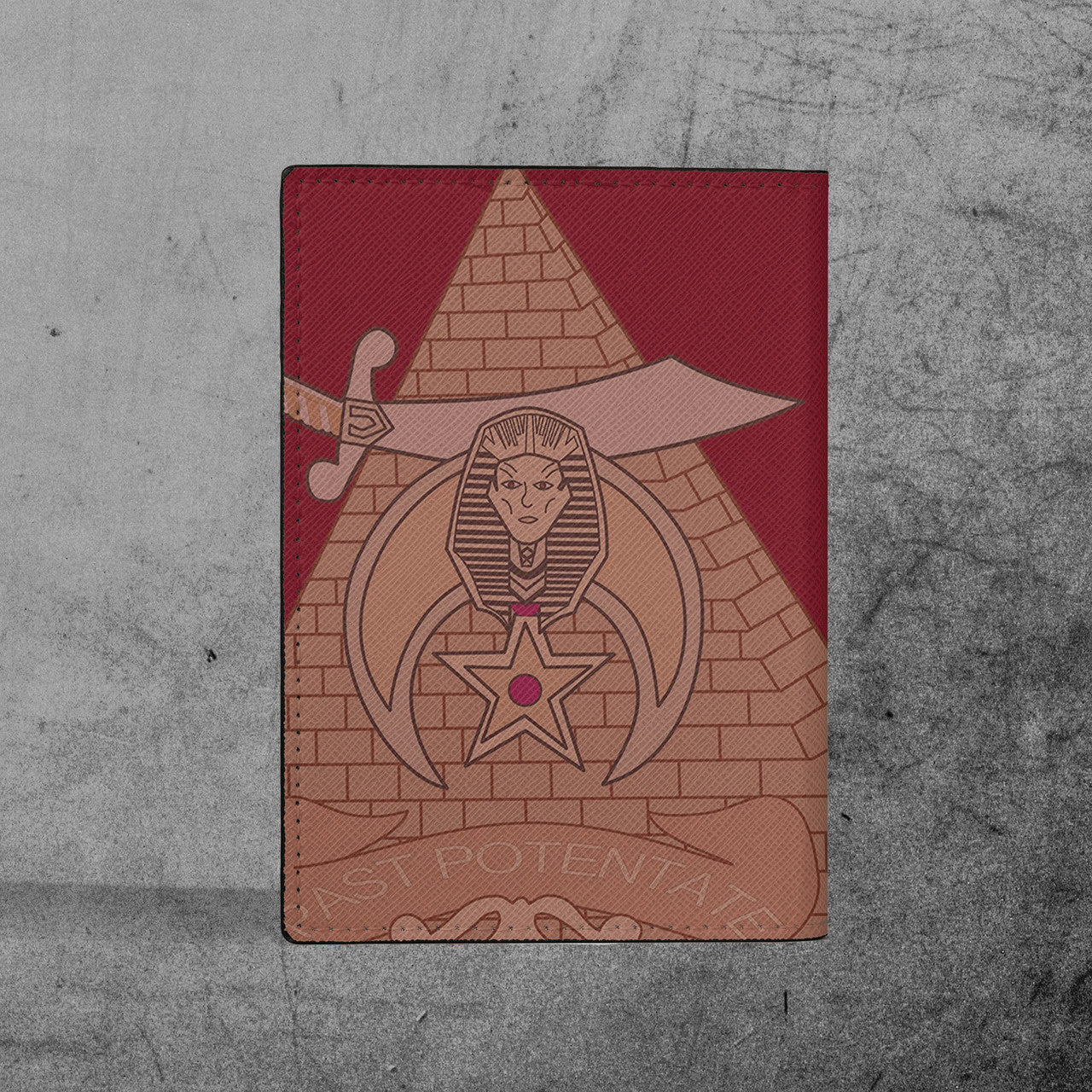 Custom Temple Shriners Noble Ancient Egypt Pyramid Leather Passport Holder - FUKAMASONIC