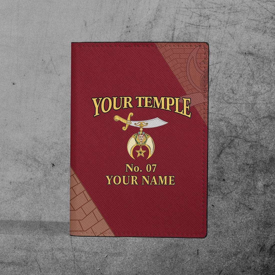 Custom Temple Shriners Noble Ancient Egypt Pyramid Leather Passport Holder