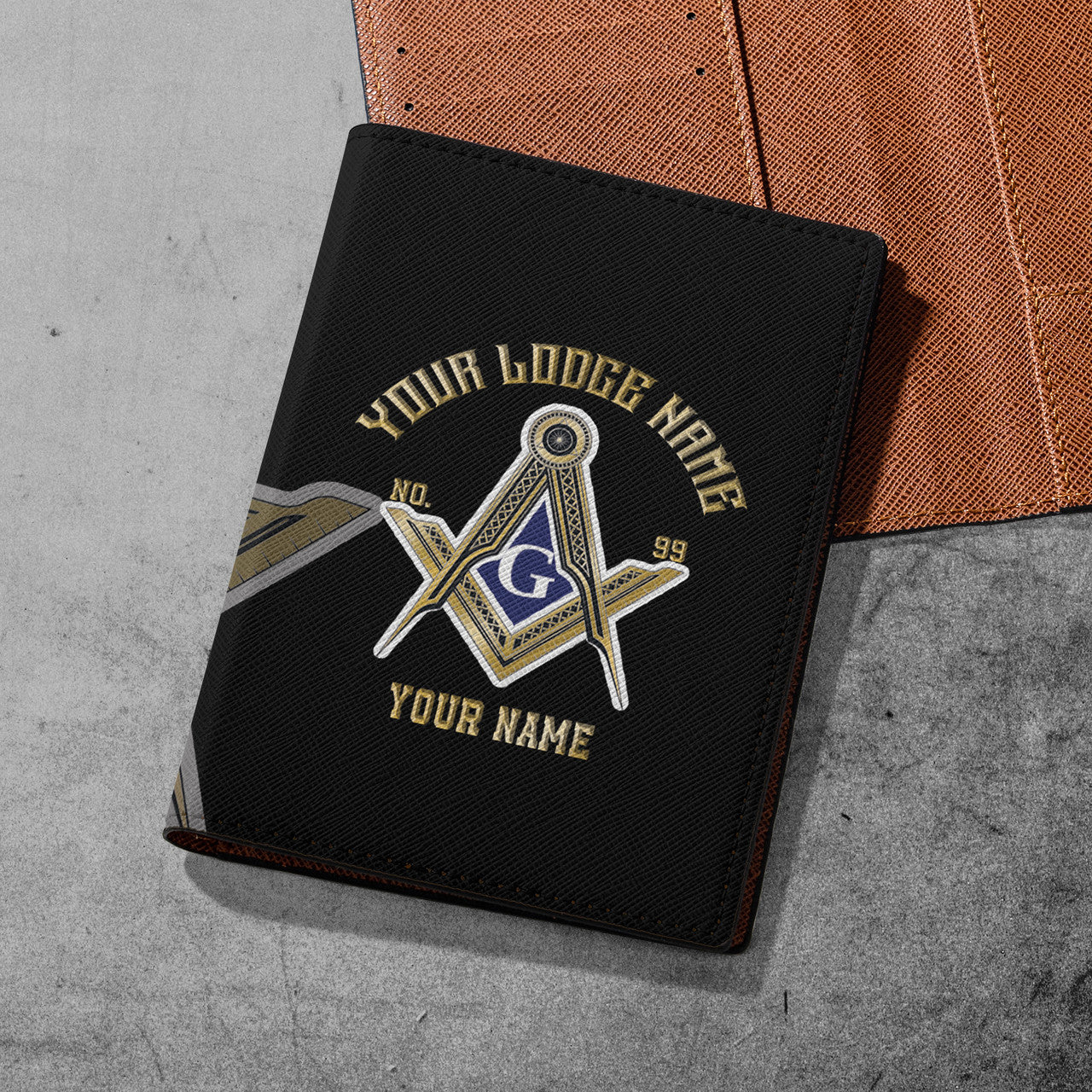 Custom Name Logde Name Masonic Freemasonry Leather Passport Holder - FUKAMASONIC