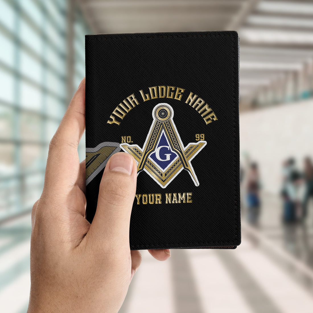 Custom Name Logde Name Masonic Freemasonry Leather Passport Holder
