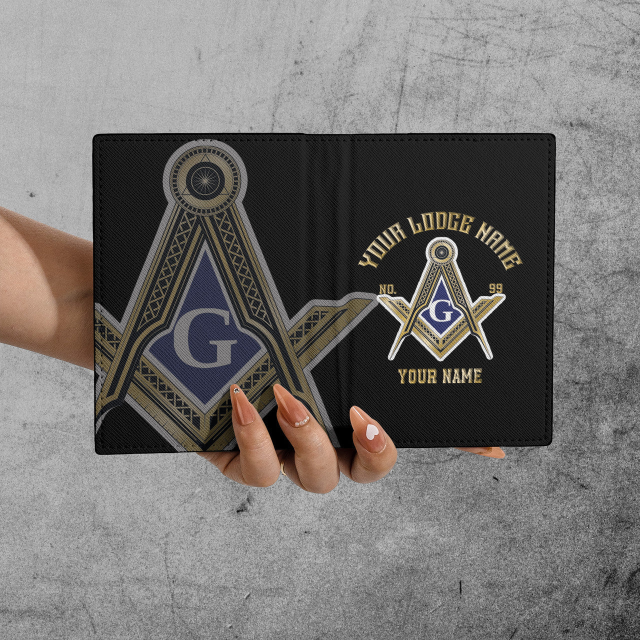 Custom Name Logde Name Masonic Freemasonry Leather Passport Holder - FUKAMASONIC