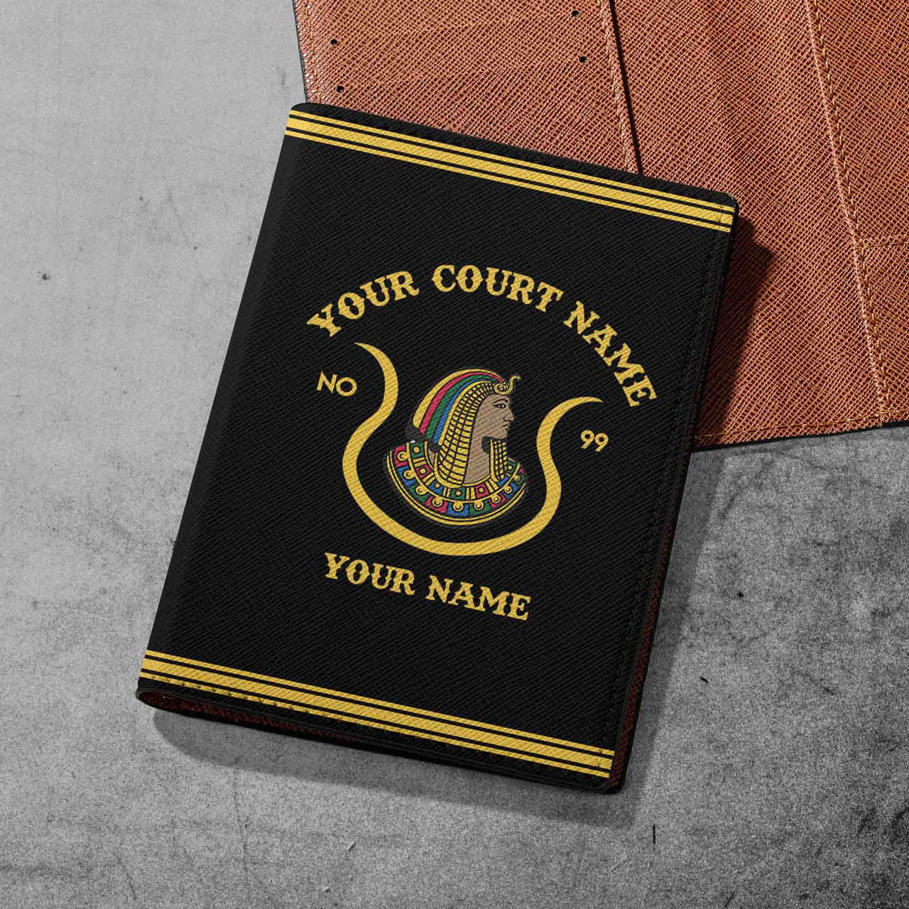 Custom Name Daughters of Ancient Egyptian D.O.I Fraternity Masonic Leather Passport Holder - FUKAMASONIC