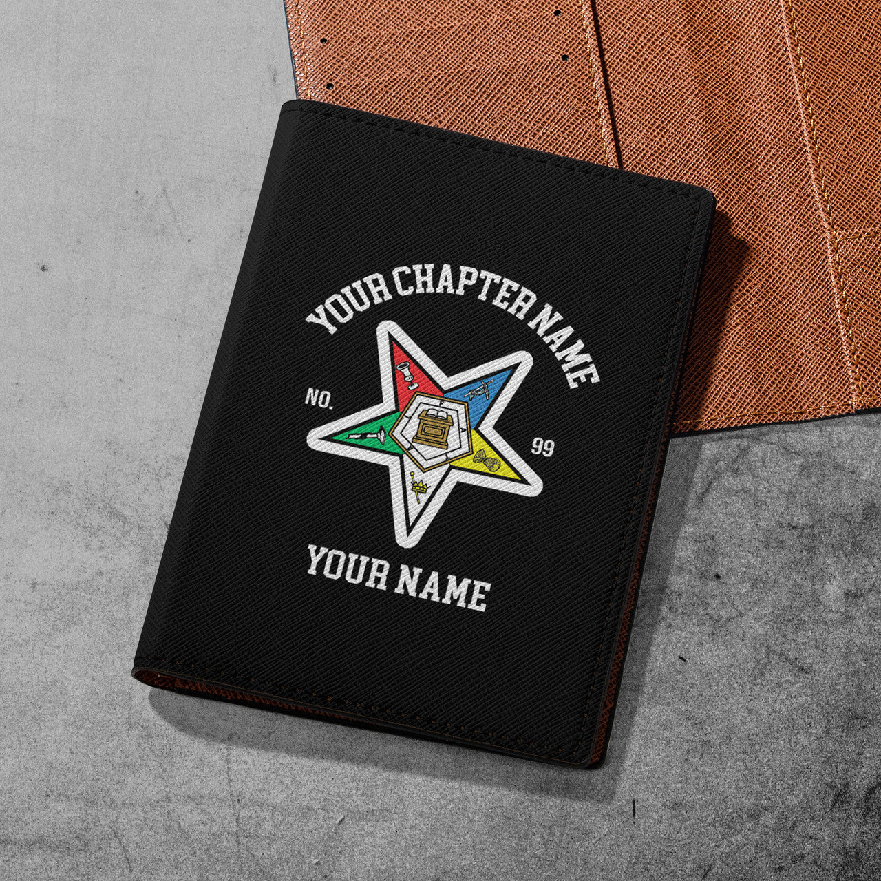 Custom Name Chapter Name Order of the Eastern Star Sistar Leather Passport Holder - FUKAMASONIC