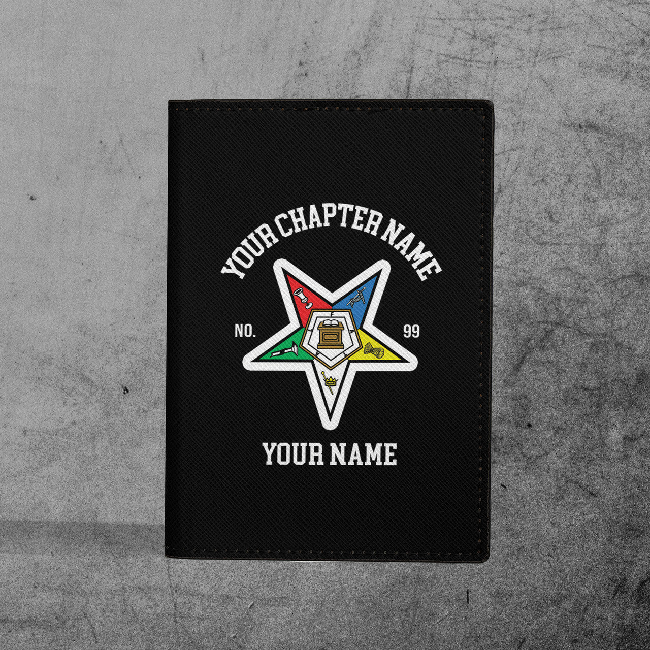 Custom Name Chapter Name Order of the Eastern Star Sistar Leather Passport Holder - FUKAMASONIC