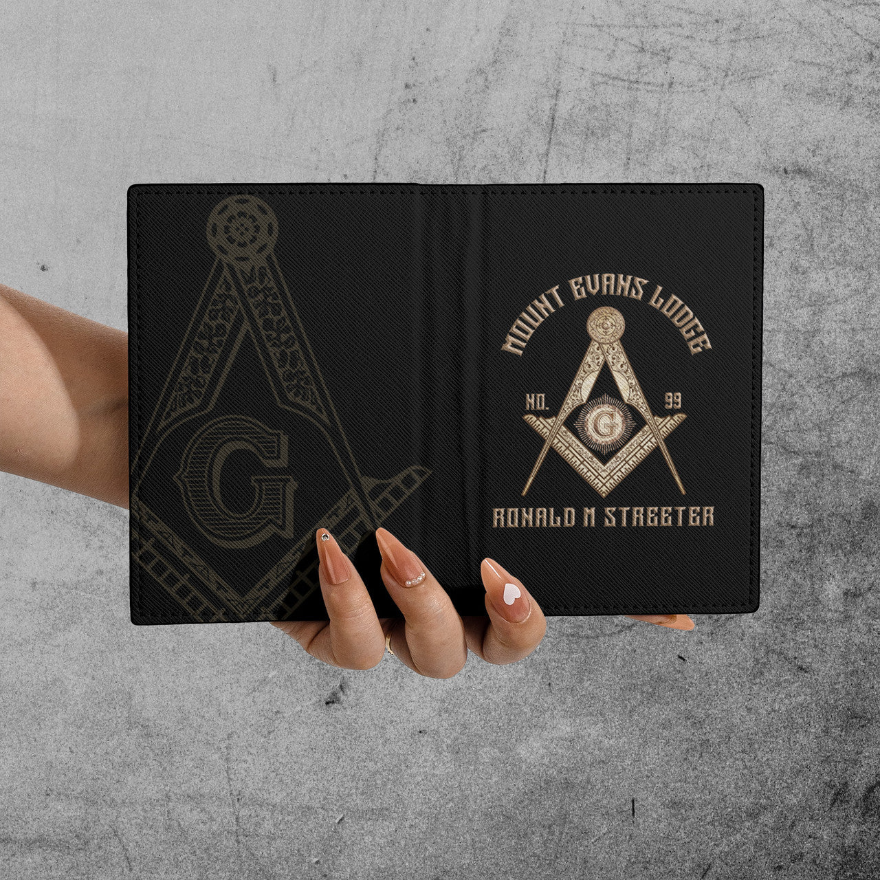 Customize Lodge Name and Number Rose Gold Freemason Leather Passport Holder - FUKAMASONIC