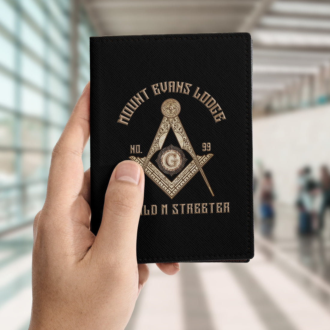 Customize Lodge Name and Number Rose Gold Freemason Leather Passport Holder