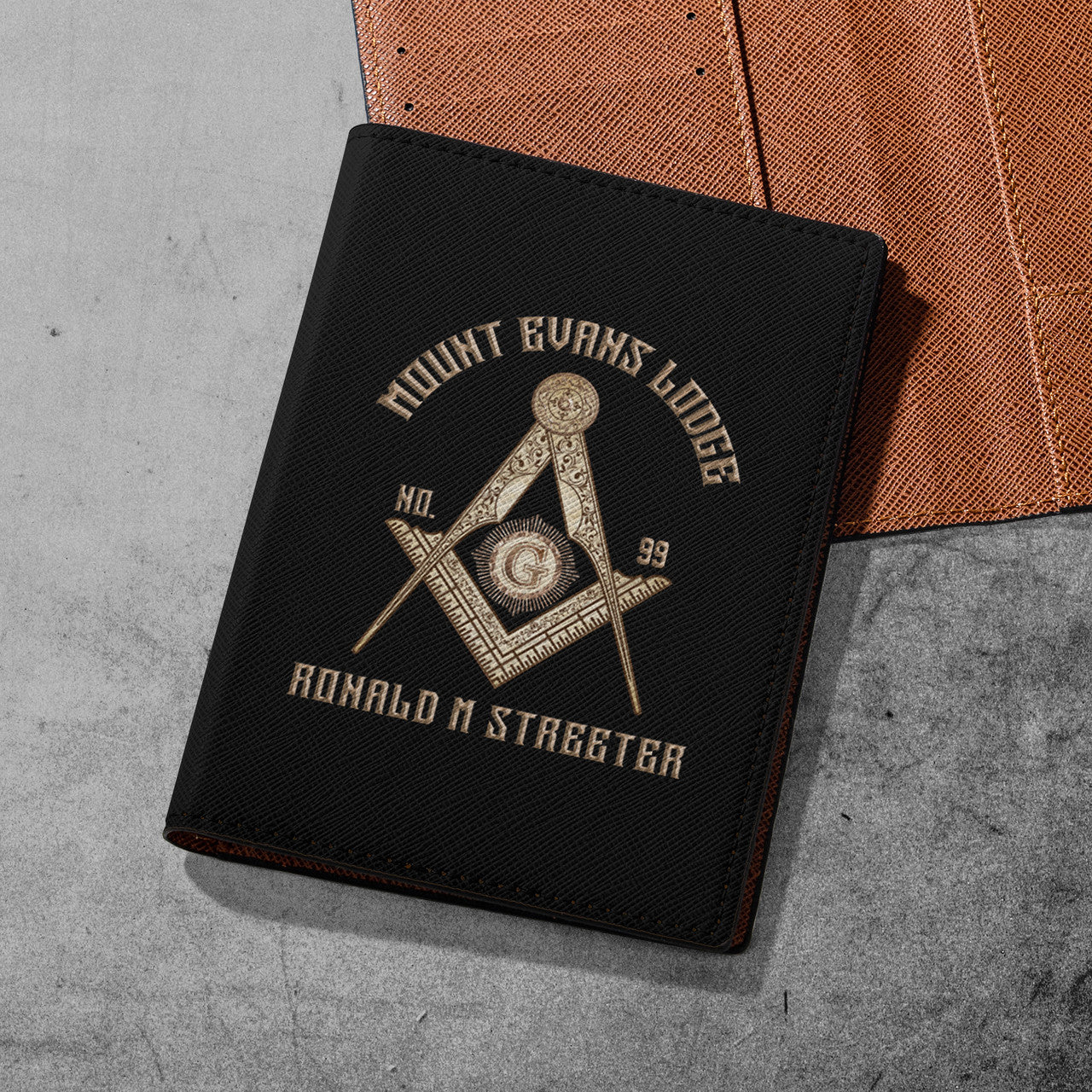 Customize Lodge Name and Number Rose Gold Freemason Leather Passport Holder - FUKAMASONIC