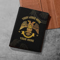 Custom Scottish Rite 32 Degree Emblem Masonic Leather Passport Holder - FUKAMASONIC
