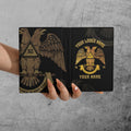 Custom Scottish Rite 32 Degree Emblem Masonic Leather Passport Holder - FUKAMASONIC