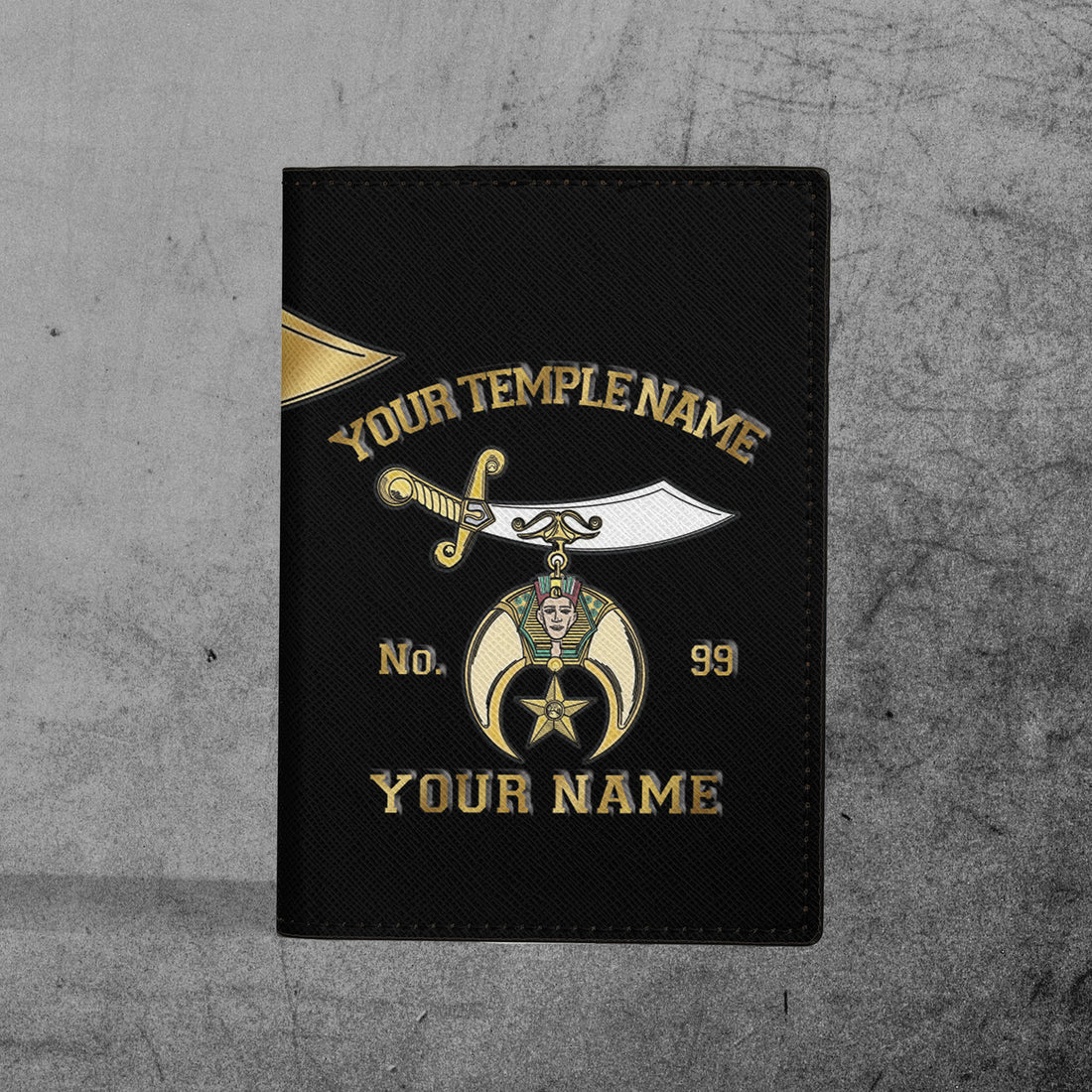 Custom Your Temple and Name Noble Shriners Leather Passport Holder